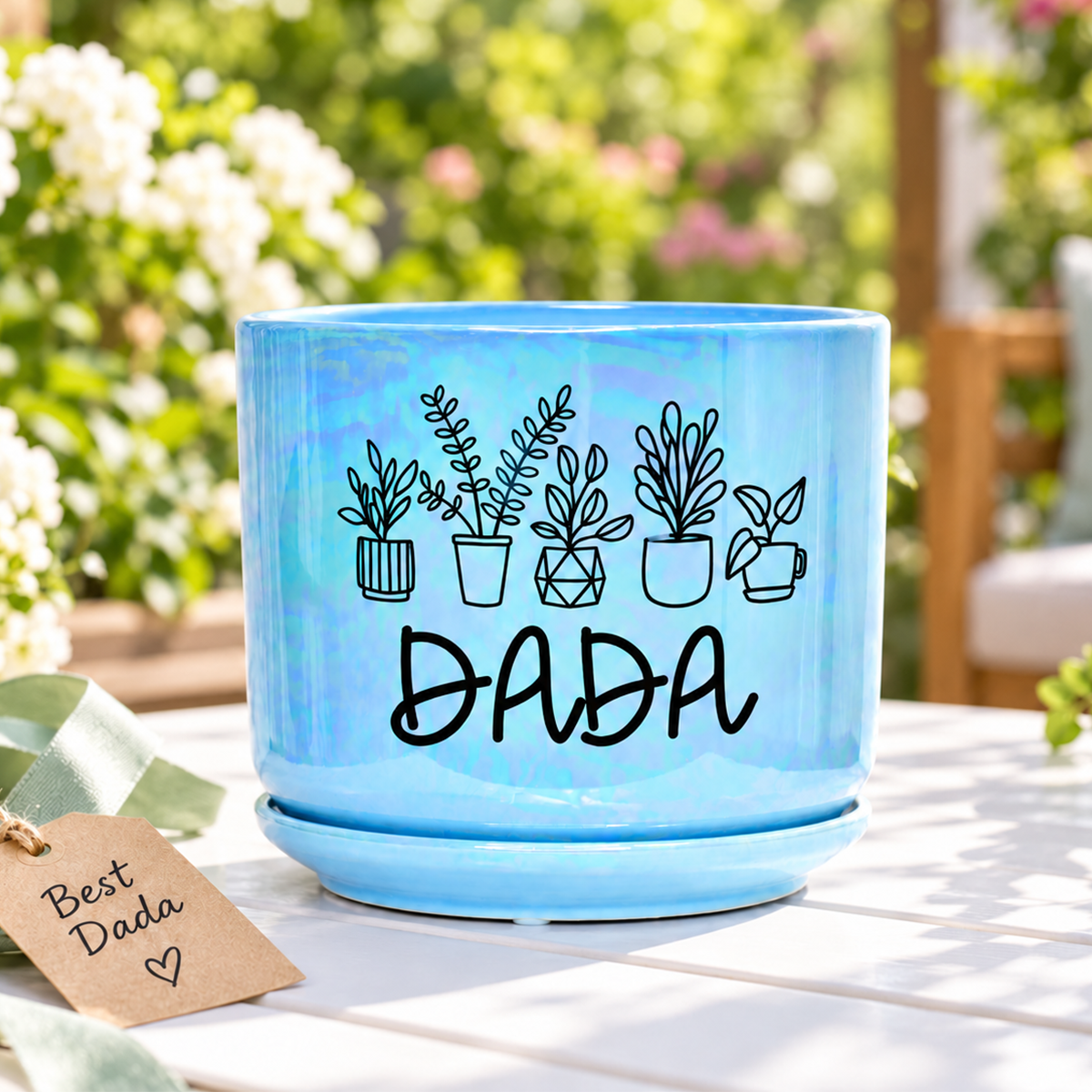 Iridescent Blue Ceramic Pot - DADA