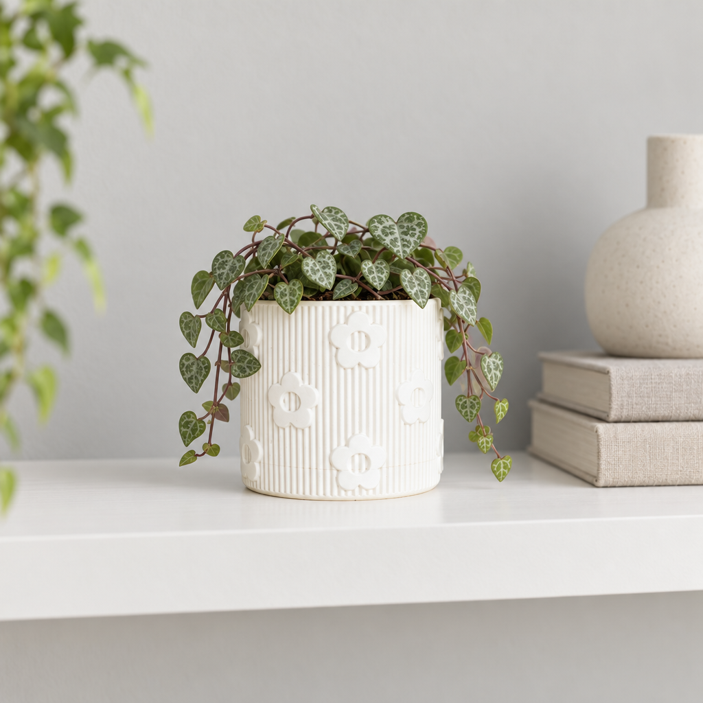 buy Daisy Flower Planter with Drainage Tray online, 3 inch 3d printed pink modern pot, perfect for desktop display, ideal for thoughtful gifts