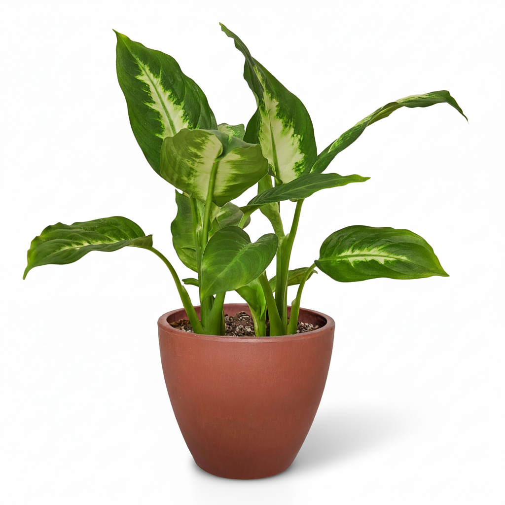 4 inch Dumb Cane Camille, Tropical houseplants, Low-maintenance indoor plants with variegated leaves

