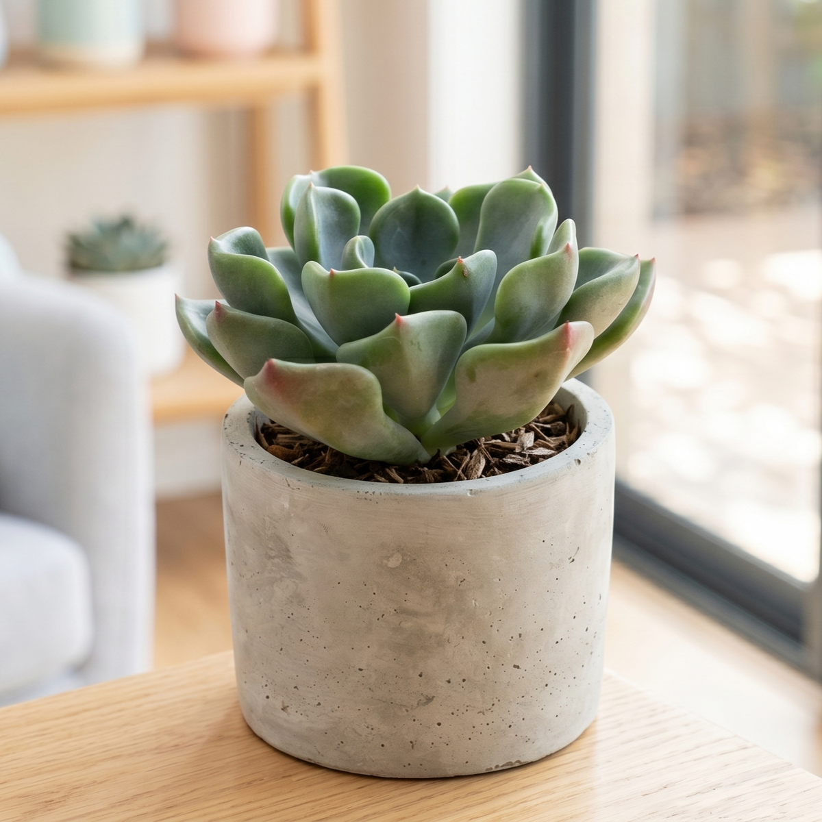 buy Echeveria 'Goochie' live succulent 2 inch online, blue green leaves, upright folded form, red margins, architectural decor, collector gift