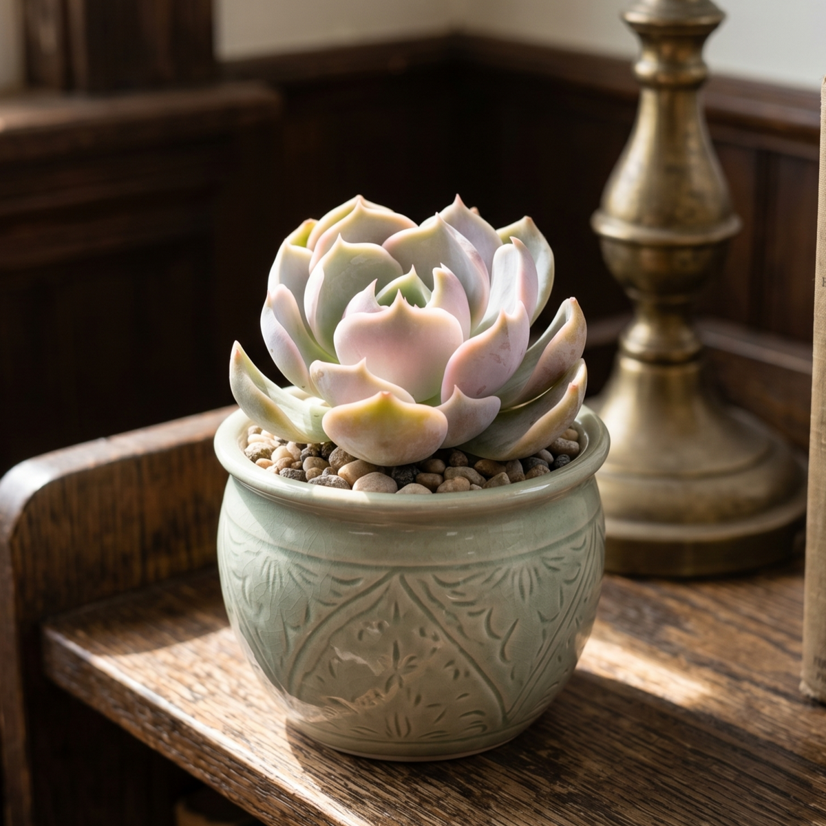buy echeveria lotus live succulent 2 inch online, pink tipped rosettes, compact growth, sculptural beauty, desk decor gift