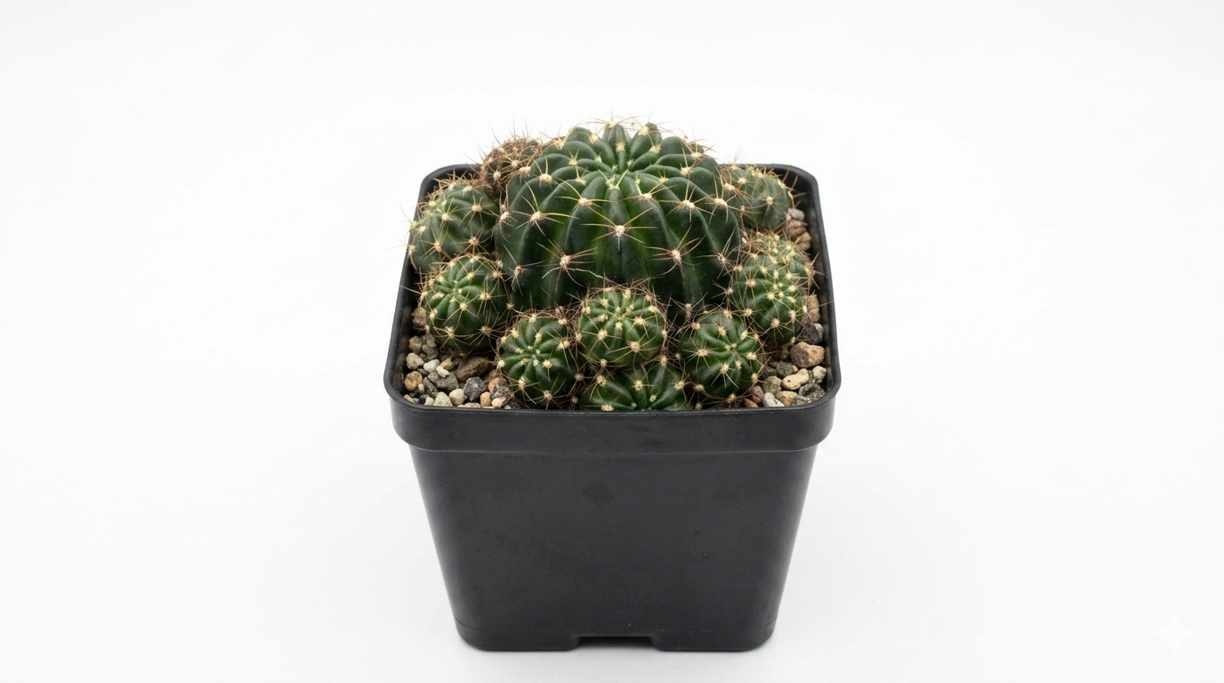 buy Echinopsis ancistrophora ssp. cardenasiana live plant 4 inch online, dark green globular cactus body with hooked creamy spines, vivid magenta tubular blooms, solitary to clustering growth form, slow-growing and drought tolerant, striking architec