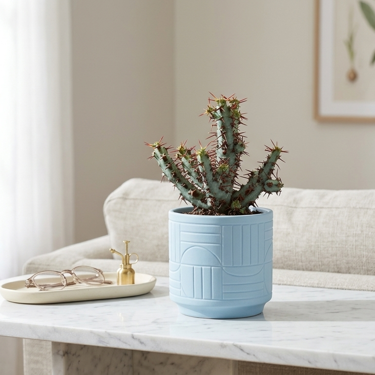 buy Euphorbia aeruginosa live succulent 4 inch online, forest green columnar form with white markings, architectural branching structure, drought tolerant and low maintenance, perfect modern bohemian home accent, thoughtful gift for plant lovers and collectors