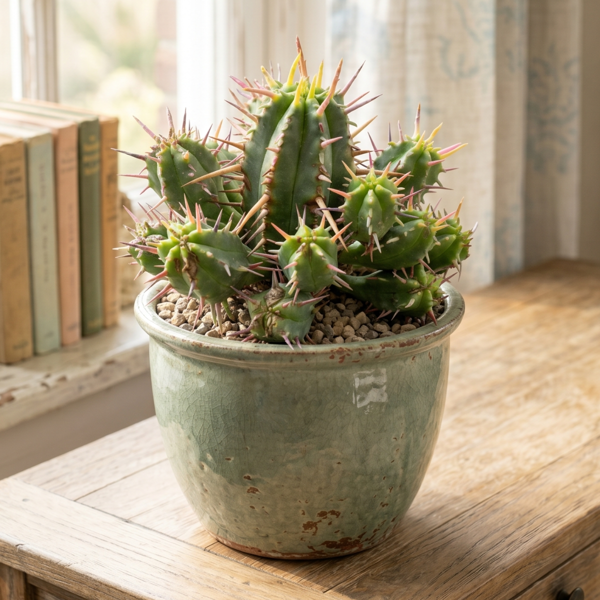 Buy 2 inch / 4 inch Euphorbia ferox live plant online, Euphorbia ferox exotic desert plant with dramatic thorn covered surface, Euphorbia ferox exotic succulent with thick body and protective spines
