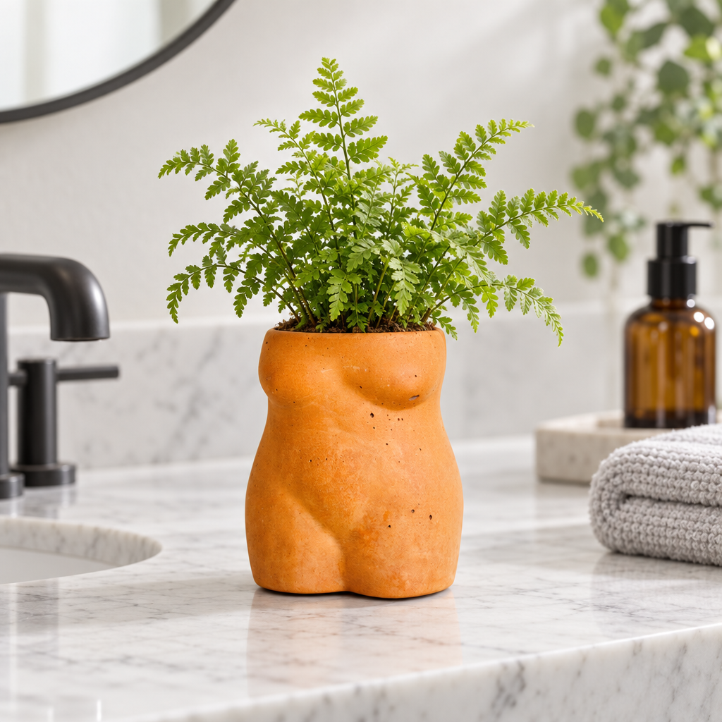 buy Female Figure Planter online, handmade concrete body planter, modern decor accent, small indoor pot, for succulents and air plants, ideal housewarming gift