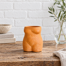 Rust Female Figure Planter for sale, terracotta inspired concrete pot, warm color accent, unique home accessory, for air plants, perfect birthday gift