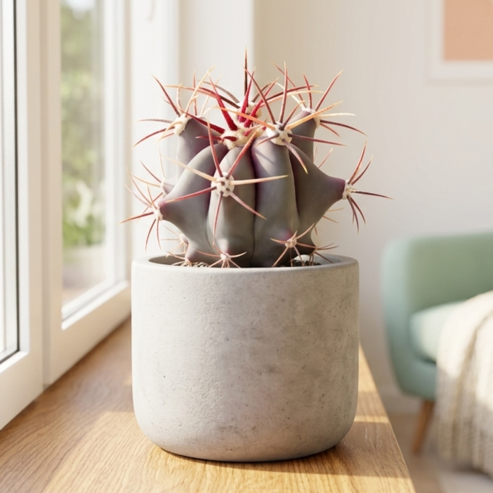 buy ferocactus emoryi live cactus 4 inch online, barrel shaped red spines architectural dramatic gift