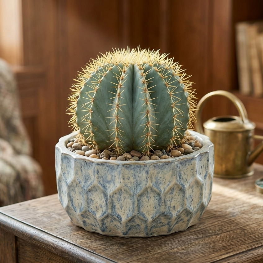 buy ferocactus glaucescens - blue barrel cactus live cactus 2 inch online, blue-green coloration, ribbed barrel shape, architectural form, rare succulent gift