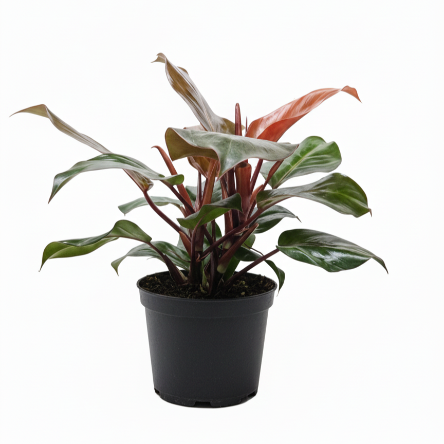 Philodendron Sun Red Compact Indoor Tropical Houseplant 6 inch grower pot for sale, Live Houseplant Gift Ideas