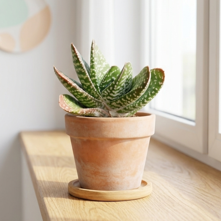 buy gasteria brevifolia live succulent 2 inch online, thick tongue-like leaves with white tubercles, fan-shaped rosette growth pattern, drought tolerant low light houseplant, modern minimalist decor accent, perfect beginner plant gift