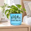 Iridescent Blue Ceramic Pot - Growth Takes Time