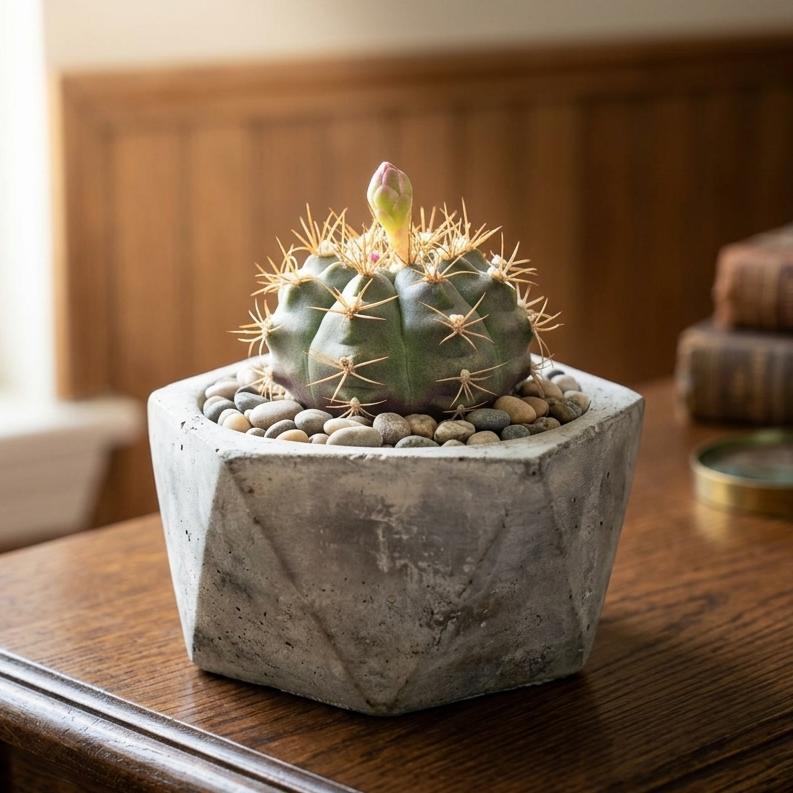 buy gymnocalycium anisitsii live cactus 4 inch online, curved yellowish spines, globular green body, architectural form, beginner gift