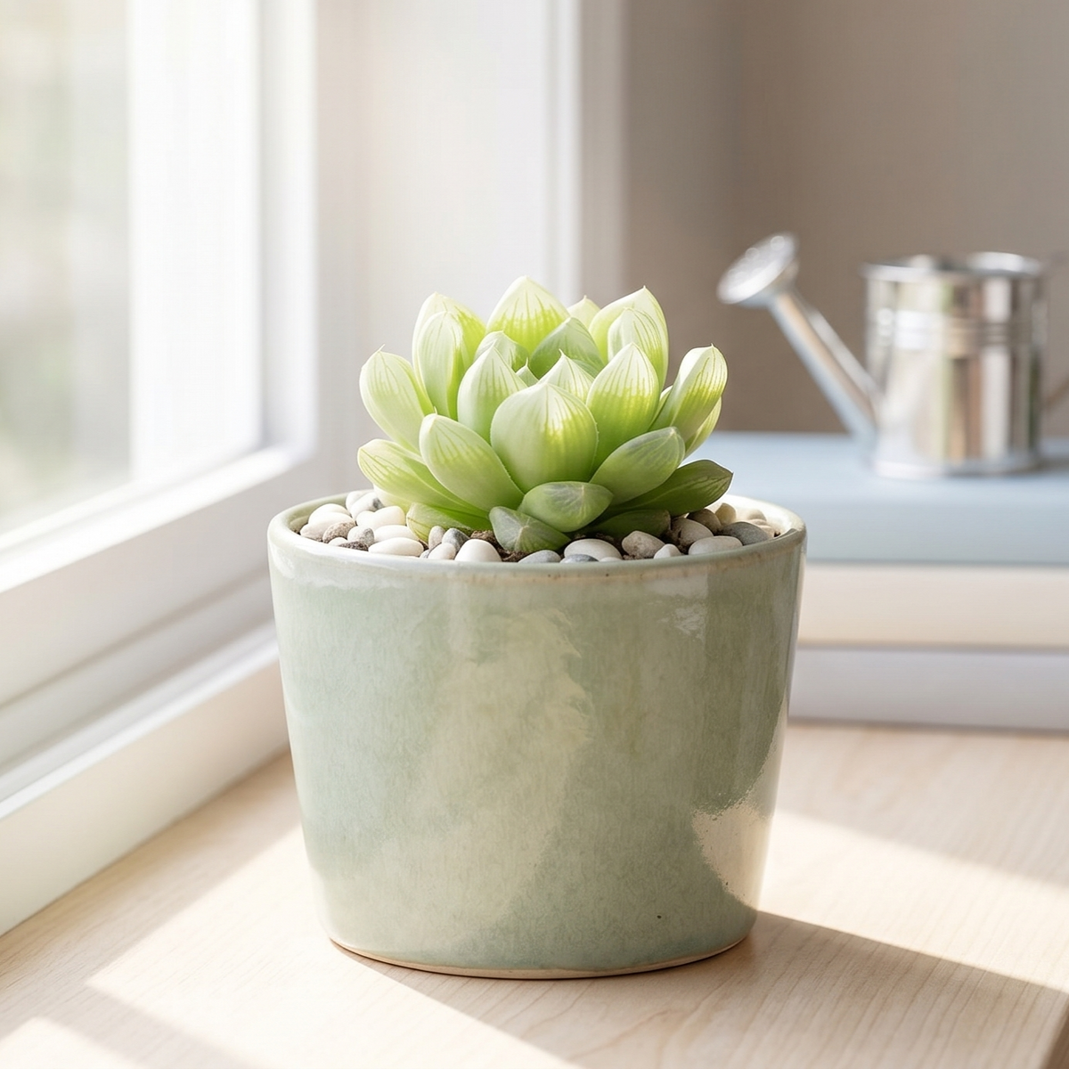 buy haworthia cymbiformis var. incurvula live air plant 2 inch online, curved green translucent leaves rosette, architectural modern gift