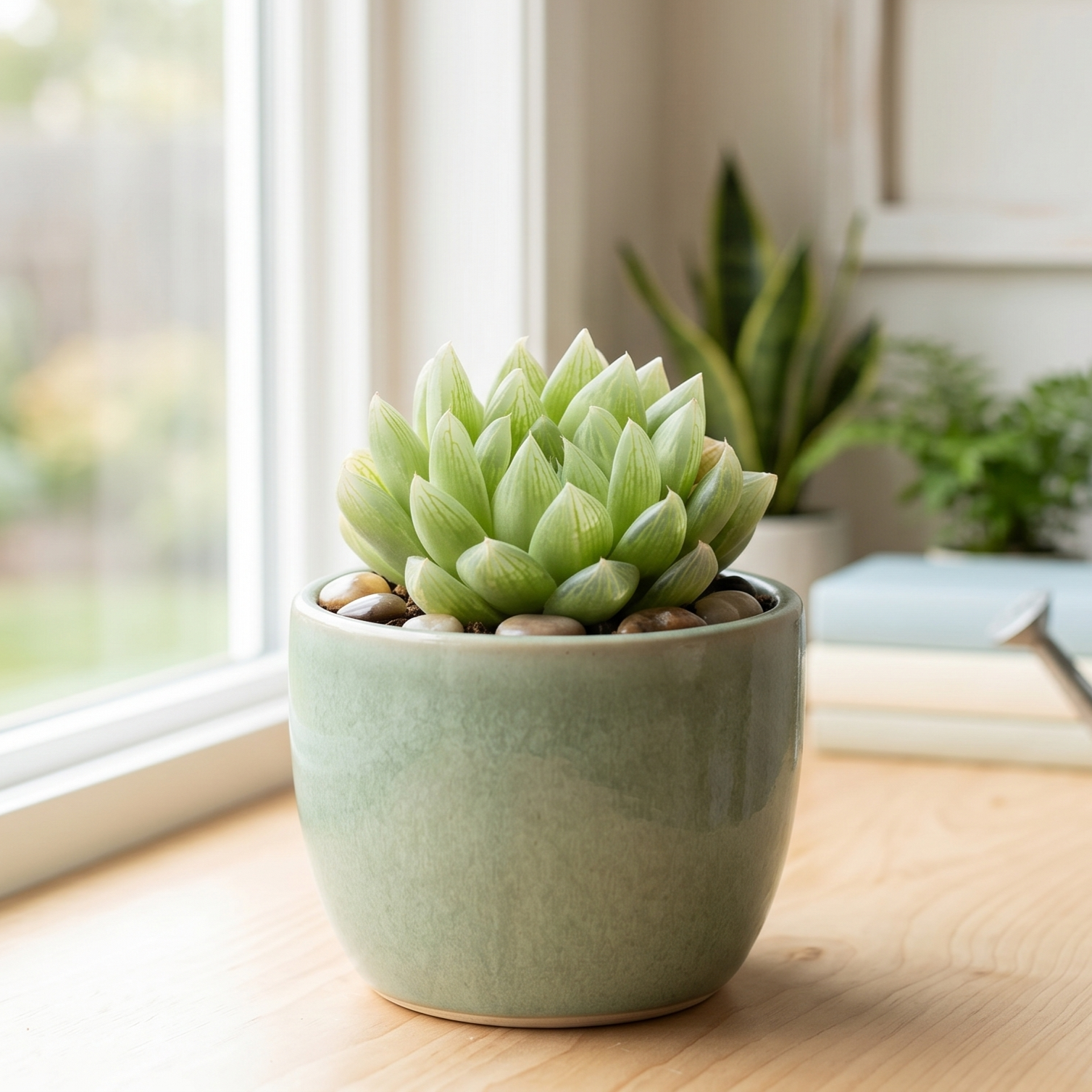 buy haworthia cymbiformis var. transiens live succulent 2 inch online, translucent windows, matte green leaves, rosette form, desk plant, starter gift