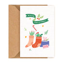 Merry Christmas Stockings Postcard, christmas Postcard 2025, cute design Postcard for plant lovers