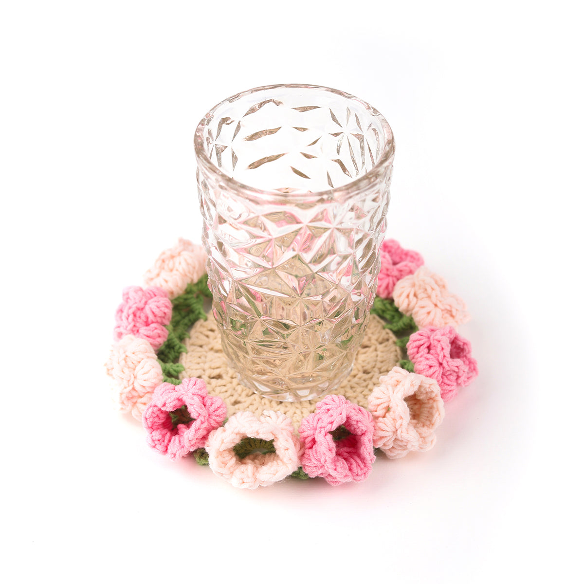 Coasters for Plant Pot/ Cup 6&quot;.Dia Finished Product, Bohemian Style 3D Flower Knitted Coasters, 6&quot; Plant Pot Coaster