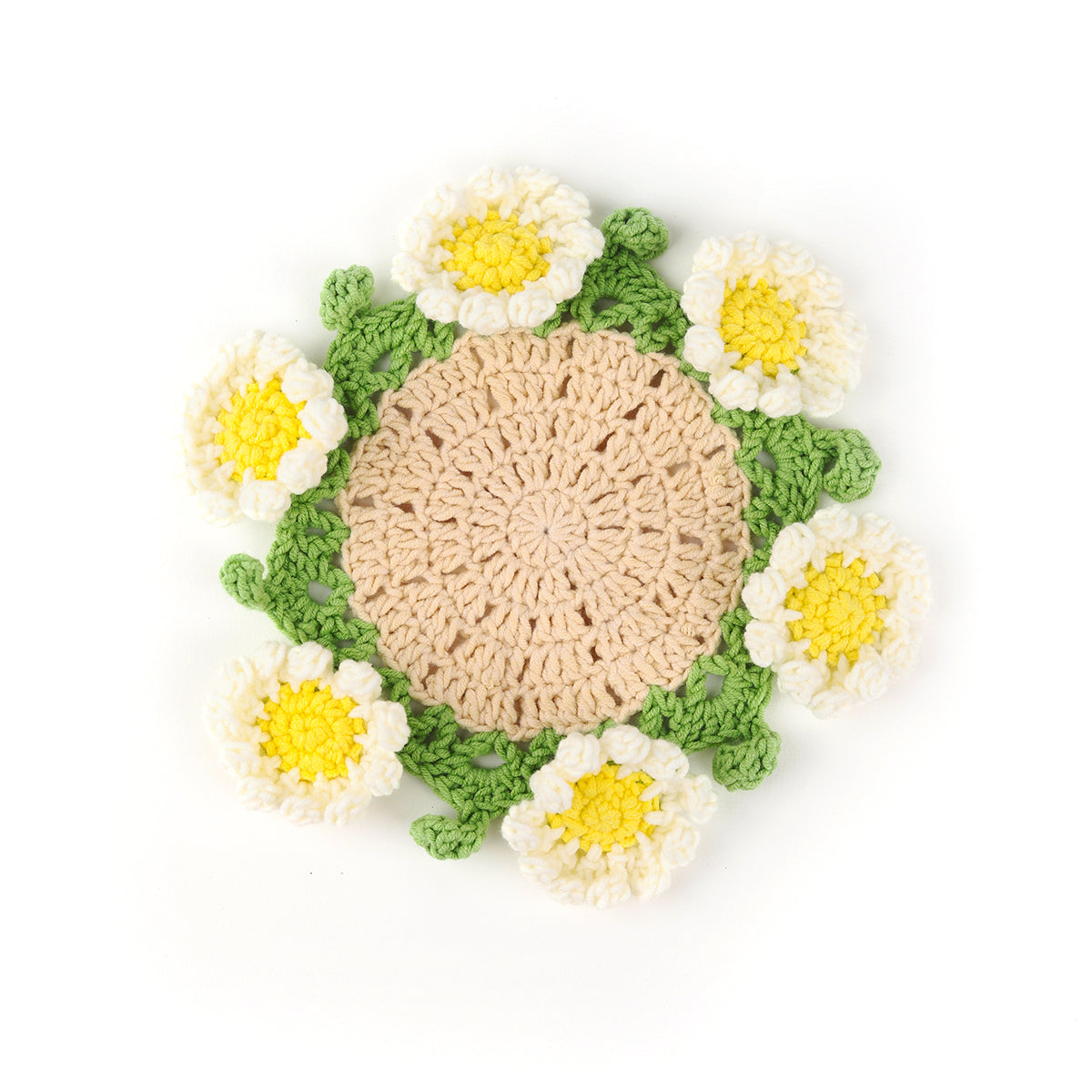 Floral Home Office Decoration, 3D Flower Crochet Coaster for Plant Pot or Cup, Creative Kitchen Decor Table Decor, Crochet Coaster That Turns Into a Flower Bouquet