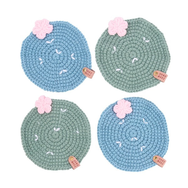 Set of 4 Crochet Cactus Coasters, Unique gift for housewarmings, Pot Coaster Decor Ideas