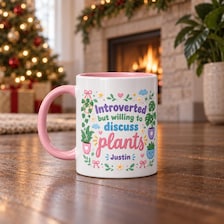 buy introverted plant lover cute pastel personalized mug 11 oz online, charming pastel-toned ceramic design with plant-themed artwork, thoughtful gift for indoor plant enthusiasts and quiet nature lovers, durable dishwasher-safe drinkware with custom personalization, perfect everyday beverage companion for plant parents, ideal desk or kitchen accent for plant lover gift-giving