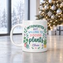 15 oz introverted plant lover personalized mug colorful floral design for sale, artistic floral composition featuring blooming flowers with naturalistic color gradients and foliage accents, premium ceramic construction with heat-resistant glazed finish, versatile drinkware for coffee tea cocoa or home beverage enjoyment, beautiful shelf display for plant lovers, special personalized gift for introverted gardeners and botanical collectors