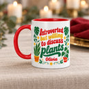 15 oz introverted plant lover personalized mug retro 70s design for sale, spacious ceramic mug featuring nostalgic retro plant imagery with authentic 70s color scheme, generous capacity for extended beverage enjoyment, premium quality drinkware for plant-loving personalities, complements eclectic home or workspace decor, special personalized gift for introverts who love plants