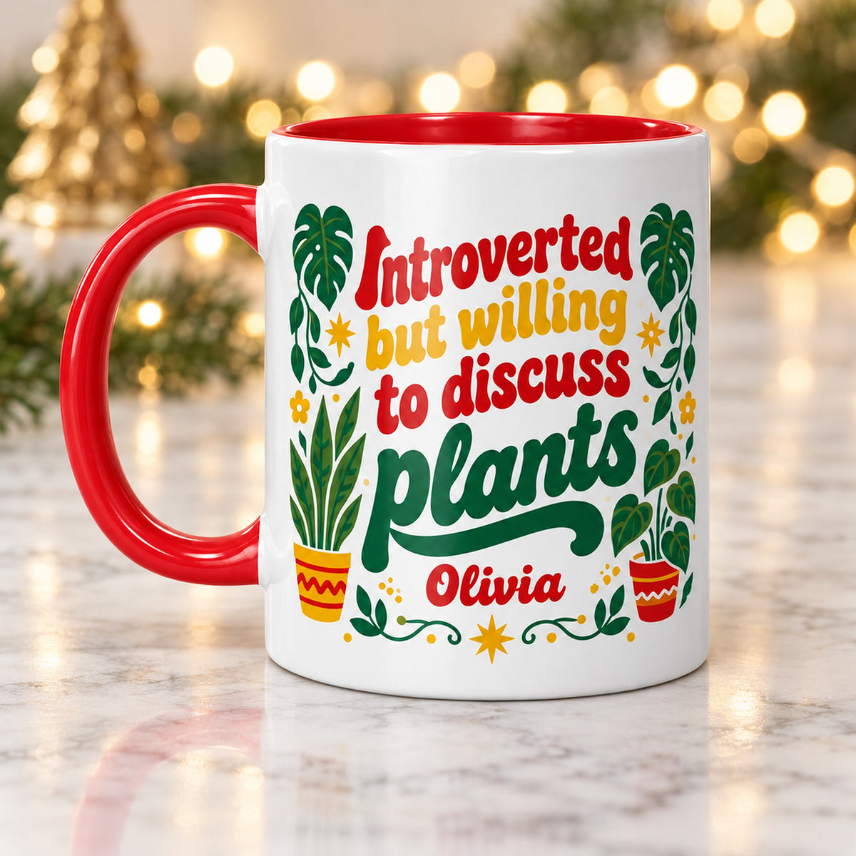 buy introverted plant lover personalized mug retro 70s design online, retro aesthetic ceramic cup with groovy botanical artwork and earthy vintage vibes, heat-resistant glazed surface ideal for daily coffee or tea enjoyment, meaningful mug for introverted nature lovers, charming kitchen or office display piece, exceptional gift for plant enthusiast friends and family