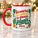 15 oz introverted plant lover personalized mug retro 70s design for sale, spacious ceramic mug featuring nostalgic retro plant imagery with authentic 70s color scheme, generous capacity for extended beverage enjoyment, premium quality drinkware for plant-loving personalities, complements eclectic home or workspace decor, special personalized gift for introverts who love plants