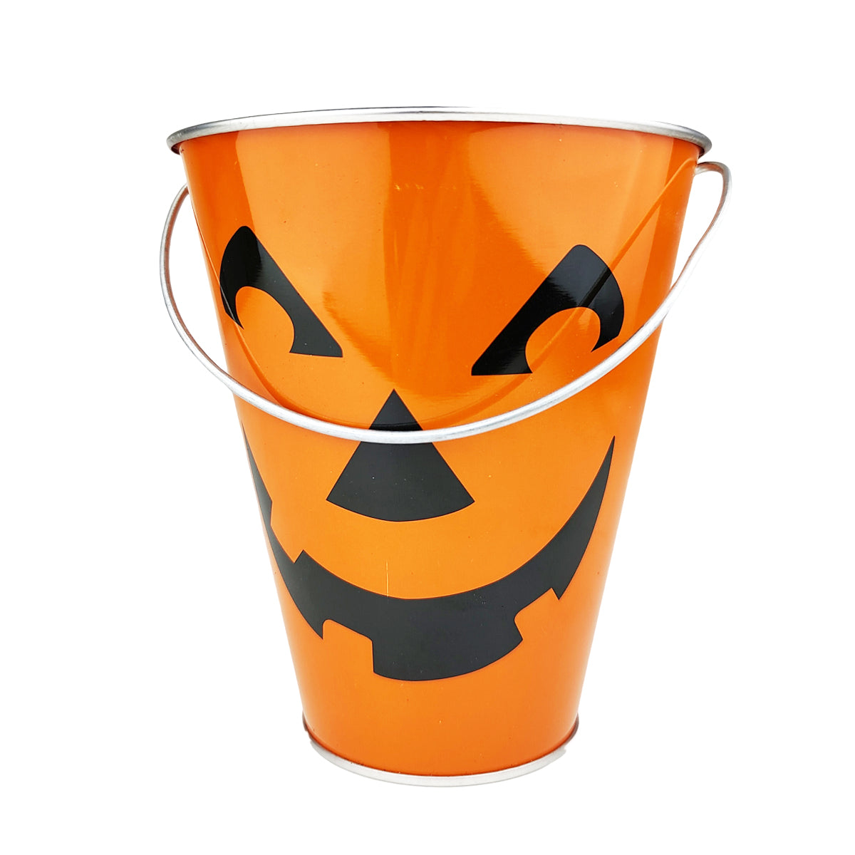 Large Halloween metal bucket for sale, Big container for cacti and succulents arrangement, Halloween-themed pails, Jack-O&#39;-Lantern Pail, Halloween Gift Decor Ideas, Large Bucket with Handle for Halloween or Fall Decor