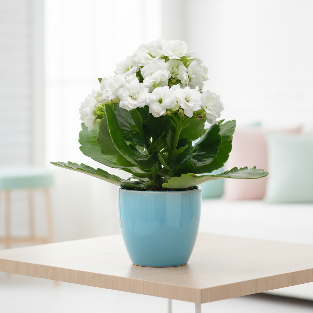 2 inch / 4 inch / 6 inch Kalanchoe Blossfeldiana live plant for sale, Kalanchoe Blossfeldiana in ceramic pot for modern interiors, easy care Kalanchoe Blossfeldiana indoor flowering plant