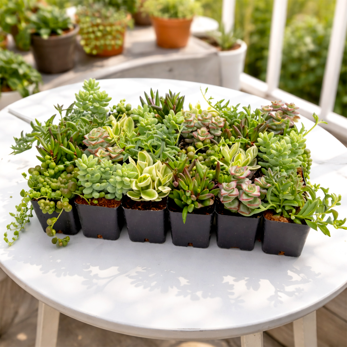 buy string of pearls and trailing succulents set online, premium hanging succulents collection set, succulent vines for vertical garden display, cascading succulent plants for aesthetic home styling