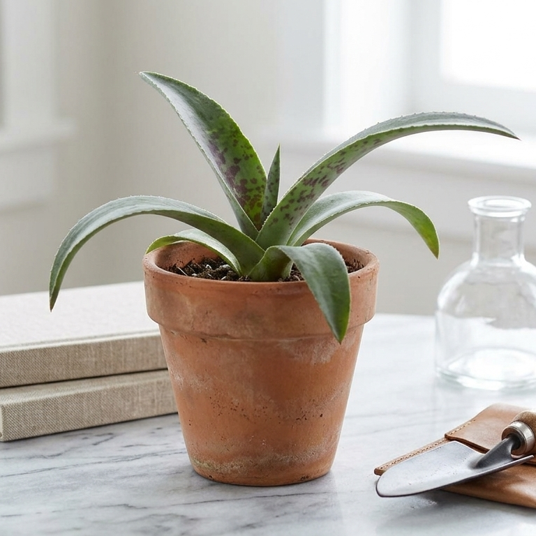 buy Mangave Aztec King live succulent plug online, forest green and white variegated foliage, architectural growth form, drought tolerant and low maintenance, perfect for modern home decor and gift giving to plant enthusiasts