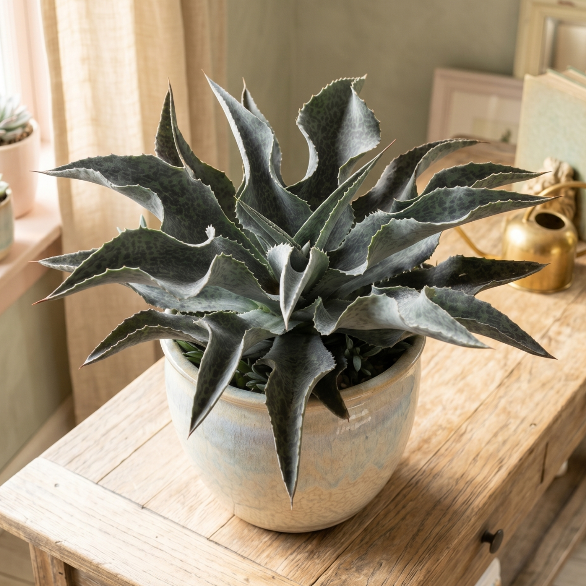 Buy 1.5 inch Mangave 'Catch a Wave' plug online, Mangave Catch a Wave eye catching plant with wave like leaf movement, Mangave Catch a Wave unique succulent with flowing leaf edges ornamental plant