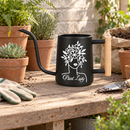 pink metal watering can plant lady for sale, soft pink powder-coated finish with sturdy metal frame, long reach spout for precision watering, contemporary garden tool design, perfect for balcony planters and container gardens, thoughtful present for gardening enthusiasts