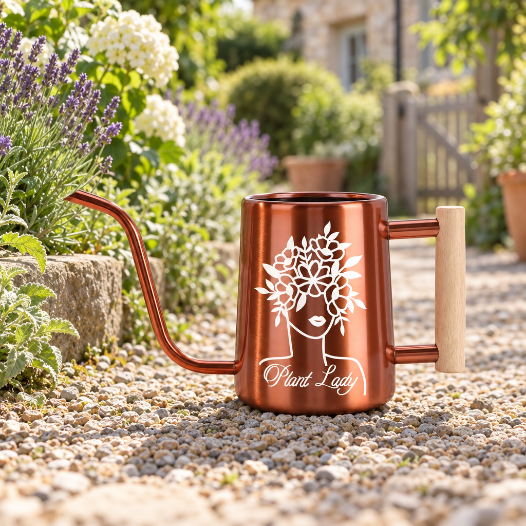 buy metal watering can - plant lady gray online, elegant gray steel body with brushed finish, reinforced dual handle with non-slip grip, 3-liter capacity for efficient watering sessions, perfect for maintaining thriving plant displays in any room, thoughtful present for plant-focused individuals