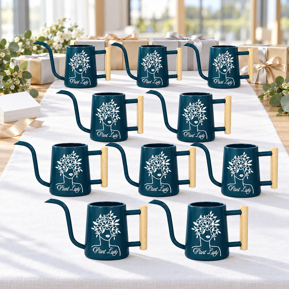 black 10-pack Pack of Metal Watering Can - Plant Lady for sale, bulk set of matte dark waterers, heavy-duty anti-corrosion coating, classic farmhouse aesthetic, ideal for indoor planters, great gardening gift
