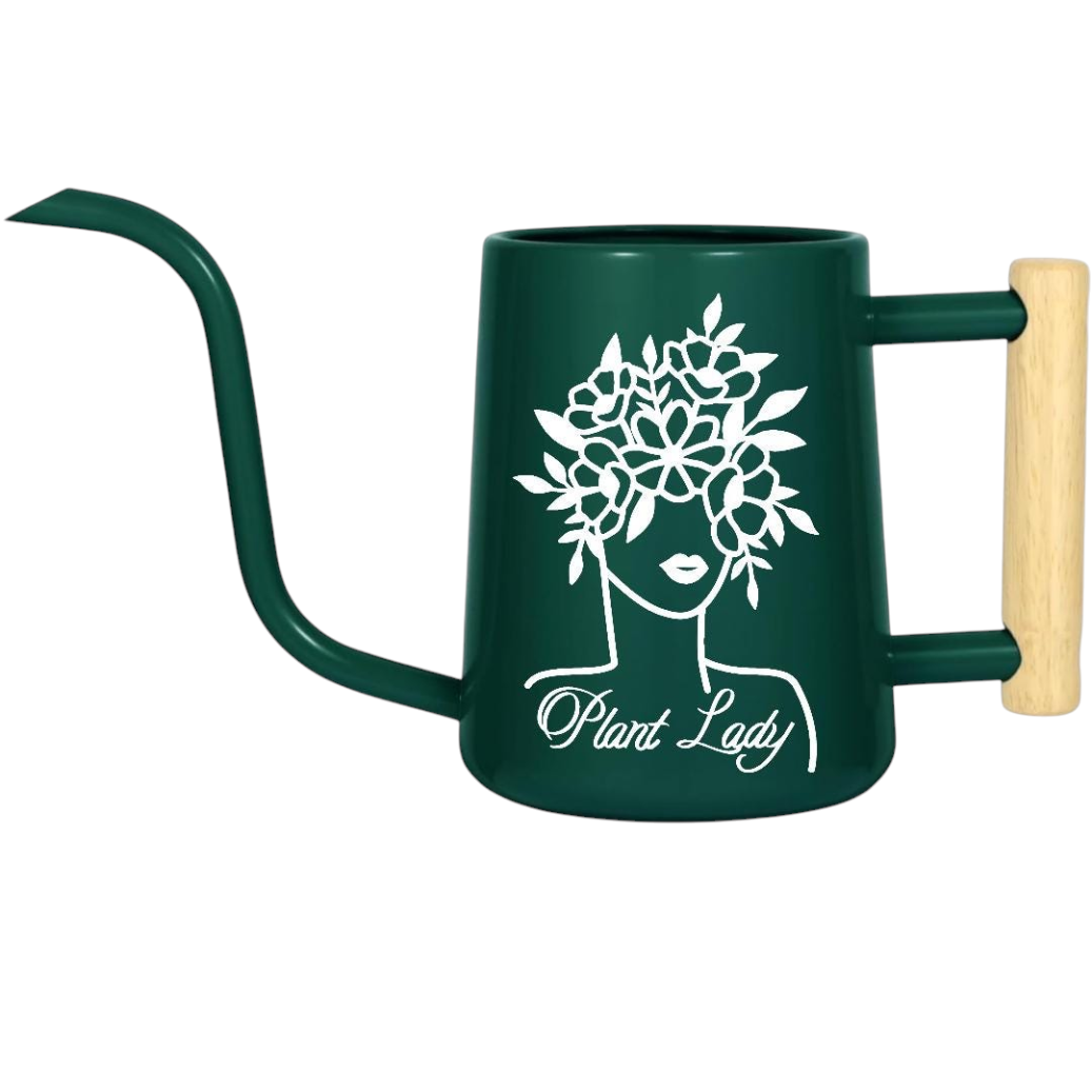 pink metal watering can - plant lady for sale, tender pink steel construction with durable enamel coating, contoured spout design for precise watering control, 1.7-liter capacity suited for smaller plant displays, ideal for intimate indoor garden arrangements, lovely gift for nurturing plant enthusiasts