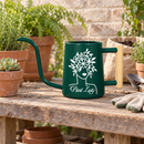 pink metal watering can plant lady for sale, soft pink powder-coated finish with sturdy metal frame, long reach spout for precision watering, contemporary garden tool design, perfect for balcony planters and container gardens, thoughtful present for gardening enthusiasts