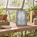 pink metal watering can plant lady for sale, soft pink powder-coated finish with sturdy metal frame, long reach spout for precision watering, contemporary garden tool design, perfect for balcony planters and container gardens, thoughtful present for gardening enthusiasts
