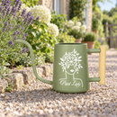 pink metal watering can plant lady for sale, soft pink powder-coated finish with sturdy metal frame, long reach spout for precision watering, contemporary garden tool design, perfect for balcony planters and container gardens, thoughtful present for gardening enthusiasts