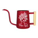 pink metal watering can plant lady for sale, soft pink powder-coated finish with sturdy metal frame, long reach spout for precision watering, contemporary garden tool design, perfect for balcony planters and container gardens, thoughtful present for gardening enthusiasts