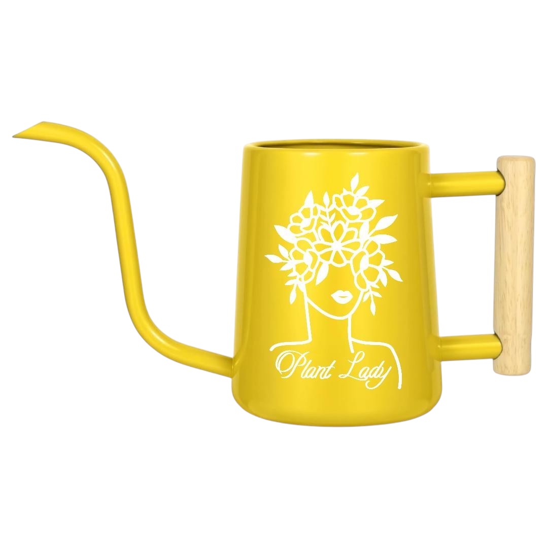 orange metal watering can - plant lady for sale, vibrant orange steel construction with rust-resistant coating, angled spout for targeted watering precision, 2.2-liter volume ideal for medium-sized plant collections, great for stylish indoor and outdoor plant care, ideal gift for vibrant personalities
