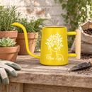 pink metal watering can plant lady for sale, soft pink powder-coated finish with sturdy metal frame, long reach spout for precision watering, contemporary garden tool design, perfect for balcony planters and container gardens, thoughtful present for gardening enthusiasts