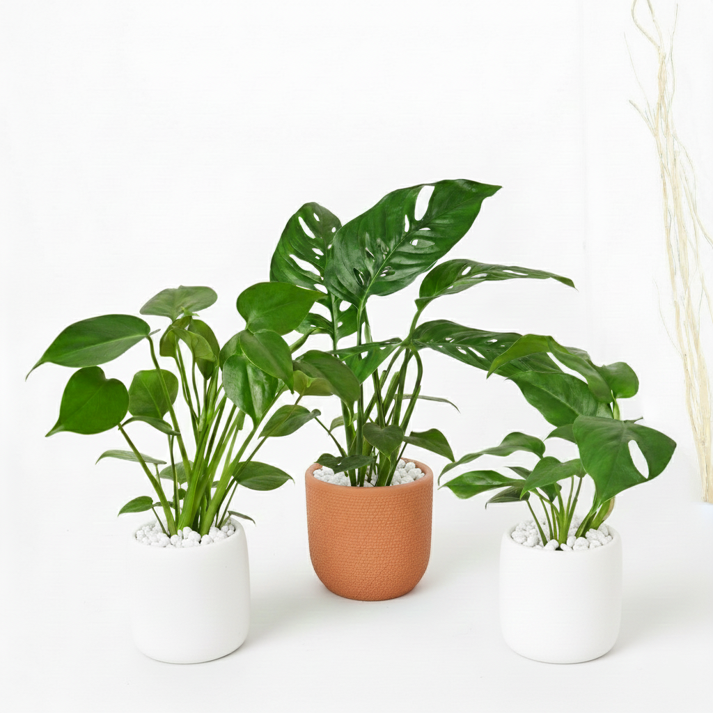 4 inch Monstera Bundle, Decorative foliage bundle, Easy-care indoor plants, Air-purifying plants