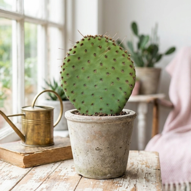 buy opuntia utahensis 'sparkles' live cactus 4-5 inch online, compact green pads with vivid maroon polka dots, glochid-armed texture, low spreading clumping form, cold-hardy drought-tolerant desert cactus, striking architectural accent for rock garde