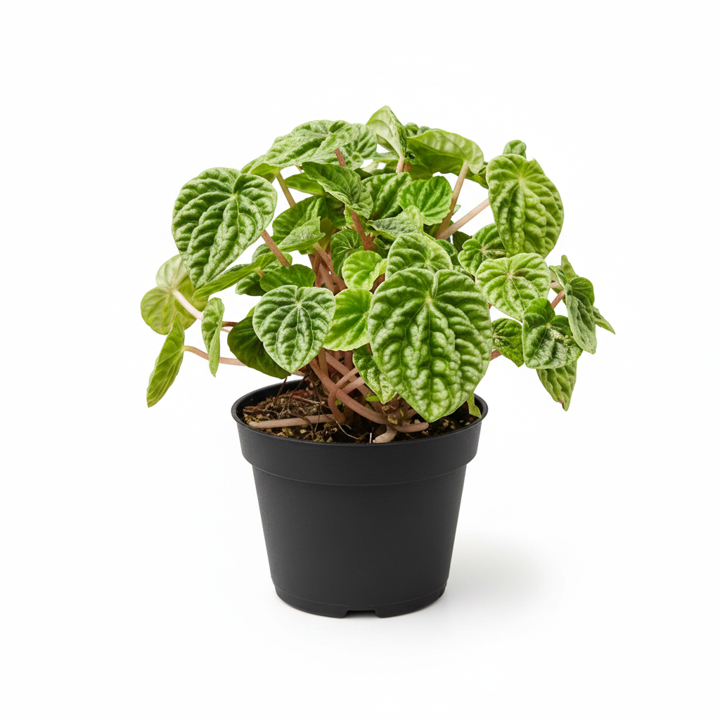 Peperomia Ripple Green featuring emerald green heart-shaped leaves, Peperomia caperata 4in pot for sale
