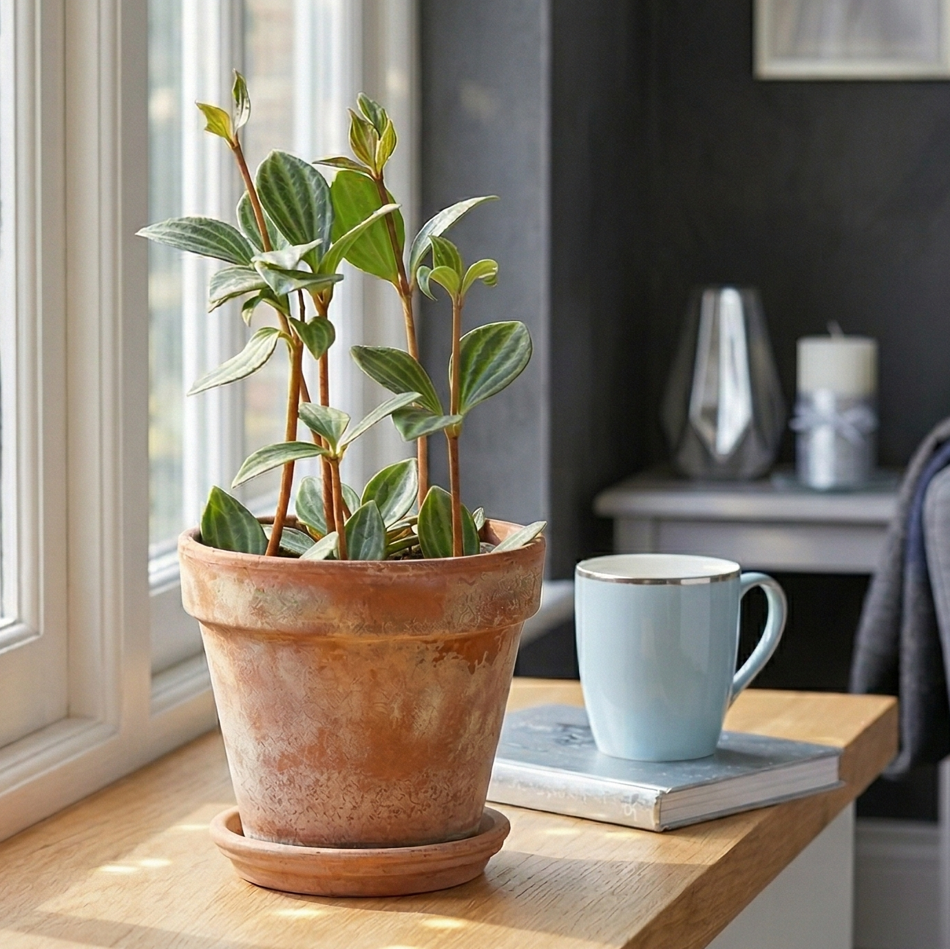 Peperomia 'Parallel' 3 inch/ 4 inch/ 6 inch live house plant for sale, peperomia parallel plant characteristics and leaf pattern, low maintenance peperomia parallel houseplant for apartments