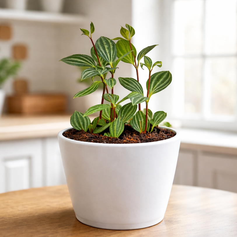 Peperomia 'Parallel' (Peperomia tetragona) 4 inch grower pot for sale, Pet-Friendly Indoor Plant with Watermelon Stripes, Easy-Care Live Houseplant, Pet-friendly indoor plants