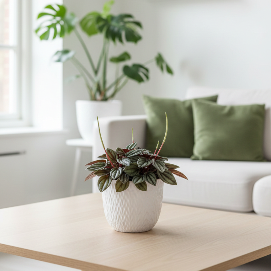 Peperomia 'San Marino' 4 inch decorative pot for home decoration, Easy Care, Low Light Tabletop Plant