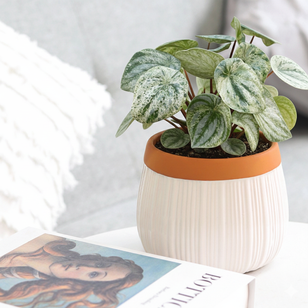 4 inch Peperomia 'Watermelon Variegated', rare houseplants, decorative live plants, xmas gifts for plant lovers