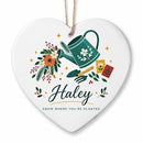 buy personalized gardener christmas ornament online, bespoke engraving with seasonal charm, versatile style suitable for any décor, circle pot design element, perfect for ornament collectors and gardeners, wonderful gift for green-minded friends